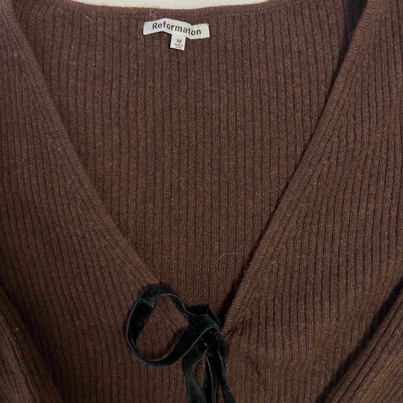 Reformation Antoinette Cashmere Tie Front Cardigan - Picture 6 of 6